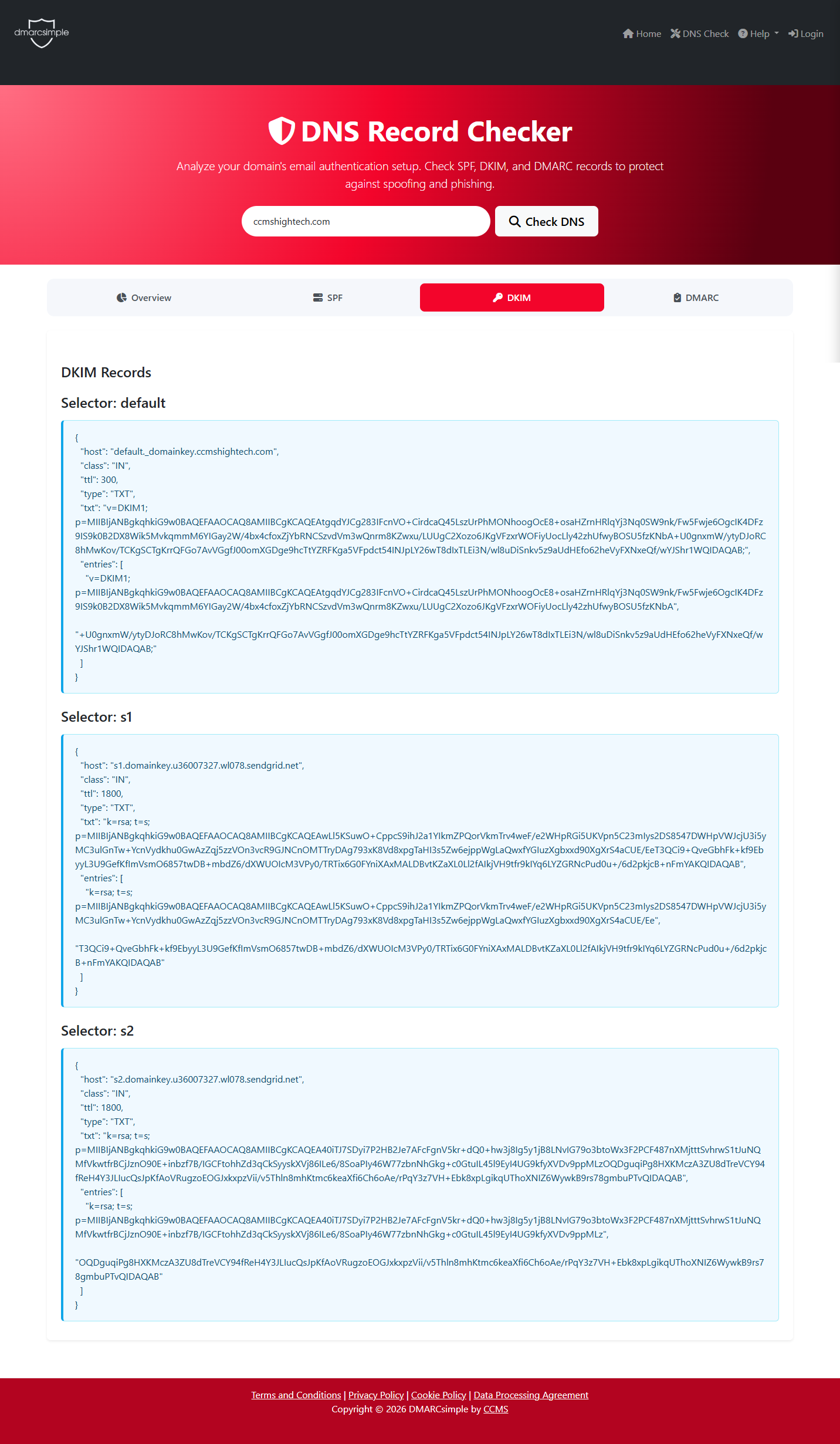 DMARCsimple DKIM alignment detail view
