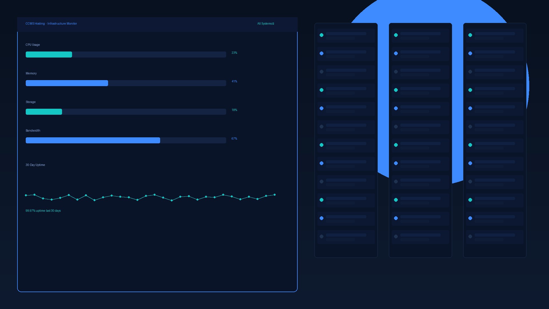 CCMS managed hosting infrastructure monitoring dashboard