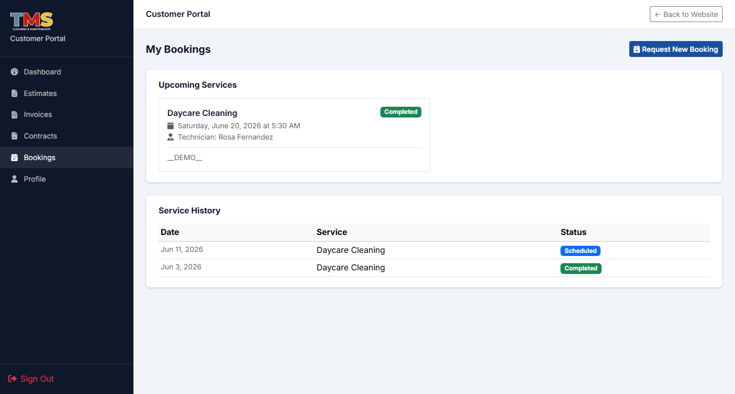SERVEsimple customer self-service booking portal